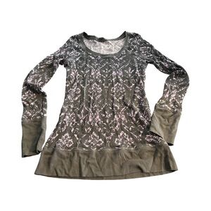 Decree Gray & Pink Thermal Long Sleeve Top Y2K